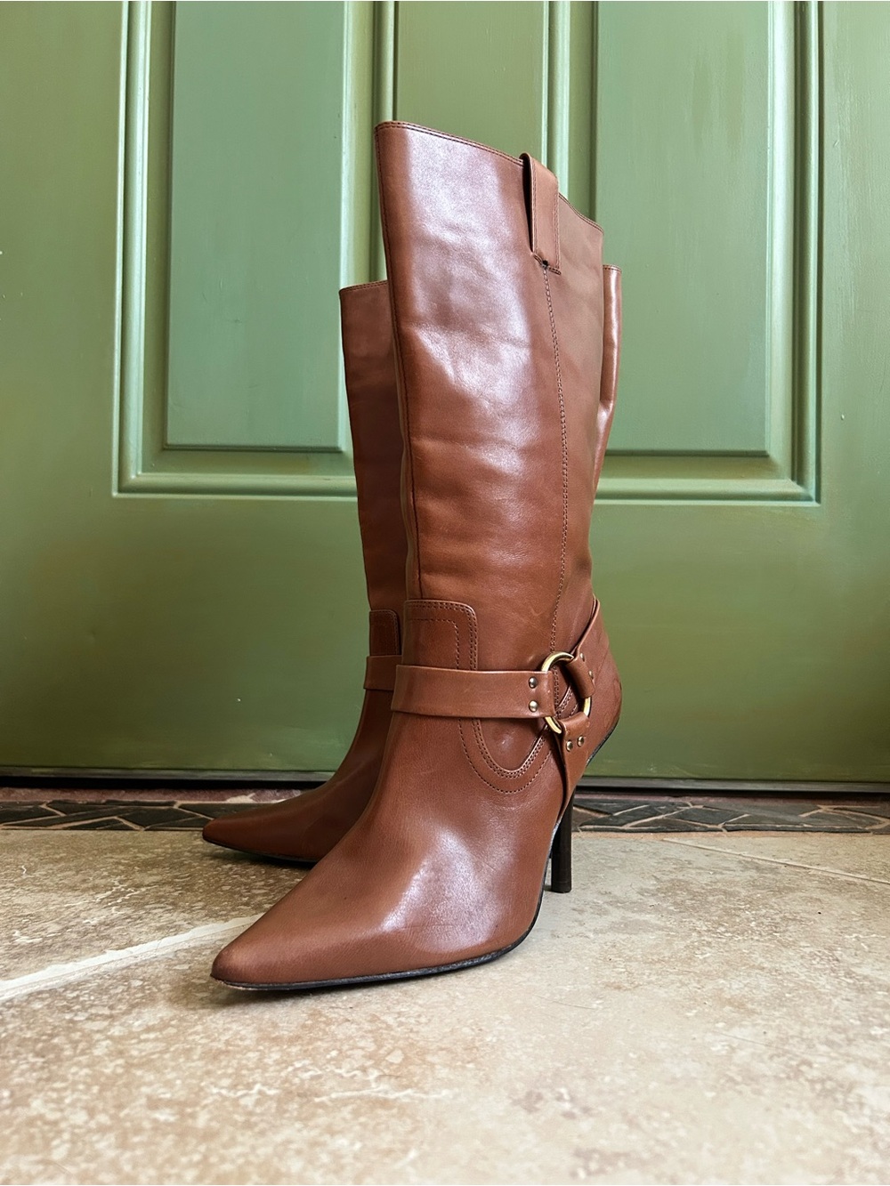 Michael by Michael Kors Brown Genuine Leather Buckle Heeled Boots 9M - Picture 2 of 9